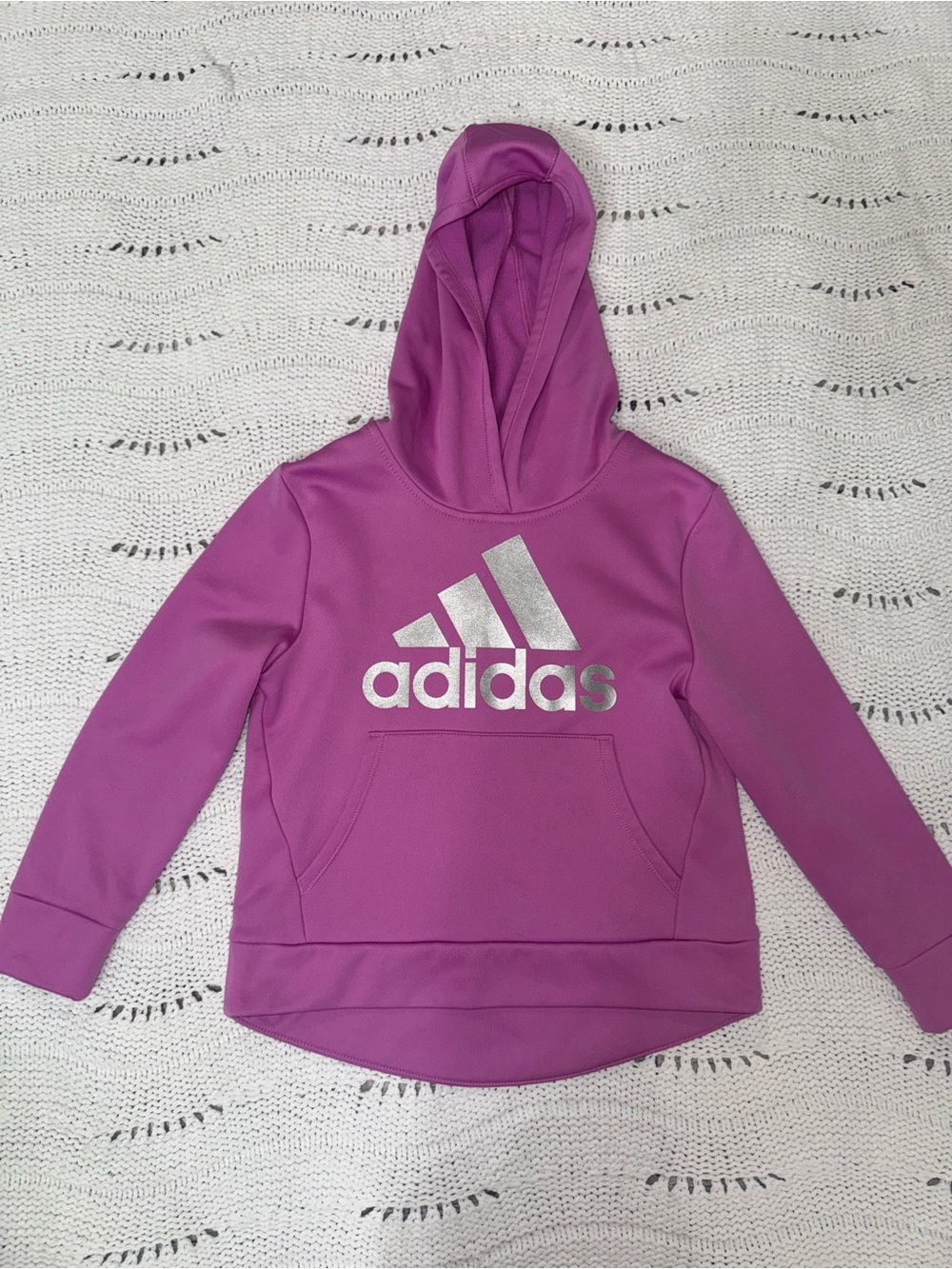 adidas Girls' Pink/Purple Hooded Logo Sweatshirt